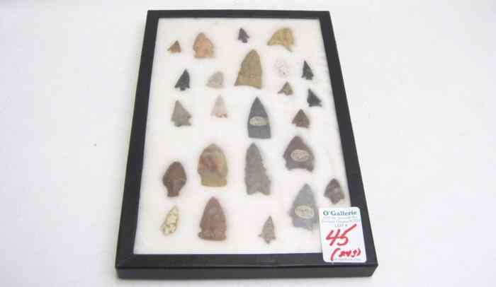 Appraisal: CASED COLLECTION OF NATIVE AMERICAN INDIAN HUNTING POINTS approximately pieces