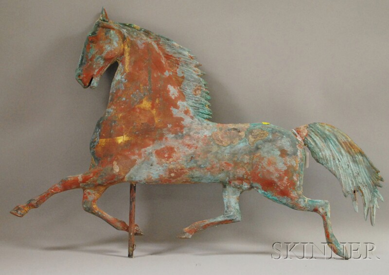 Appraisal: Molded Copper Blackhawk Running Horse Weather Vane traces of gilding