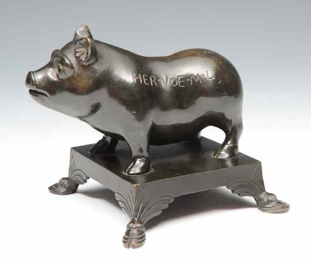 Appraisal: A BRONZE AFTER THE ANTIQUE of a Roman rotund pig