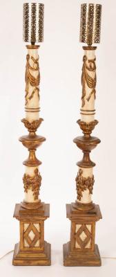 Appraisal: A pair of cream painted and gilded Italian type standard