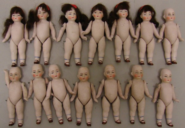 Appraisal: Lot of pink bisque dolls Wire strung Made in Germany