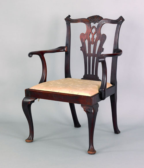 Appraisal: George II mahogany armchair ca the carved crest rail above