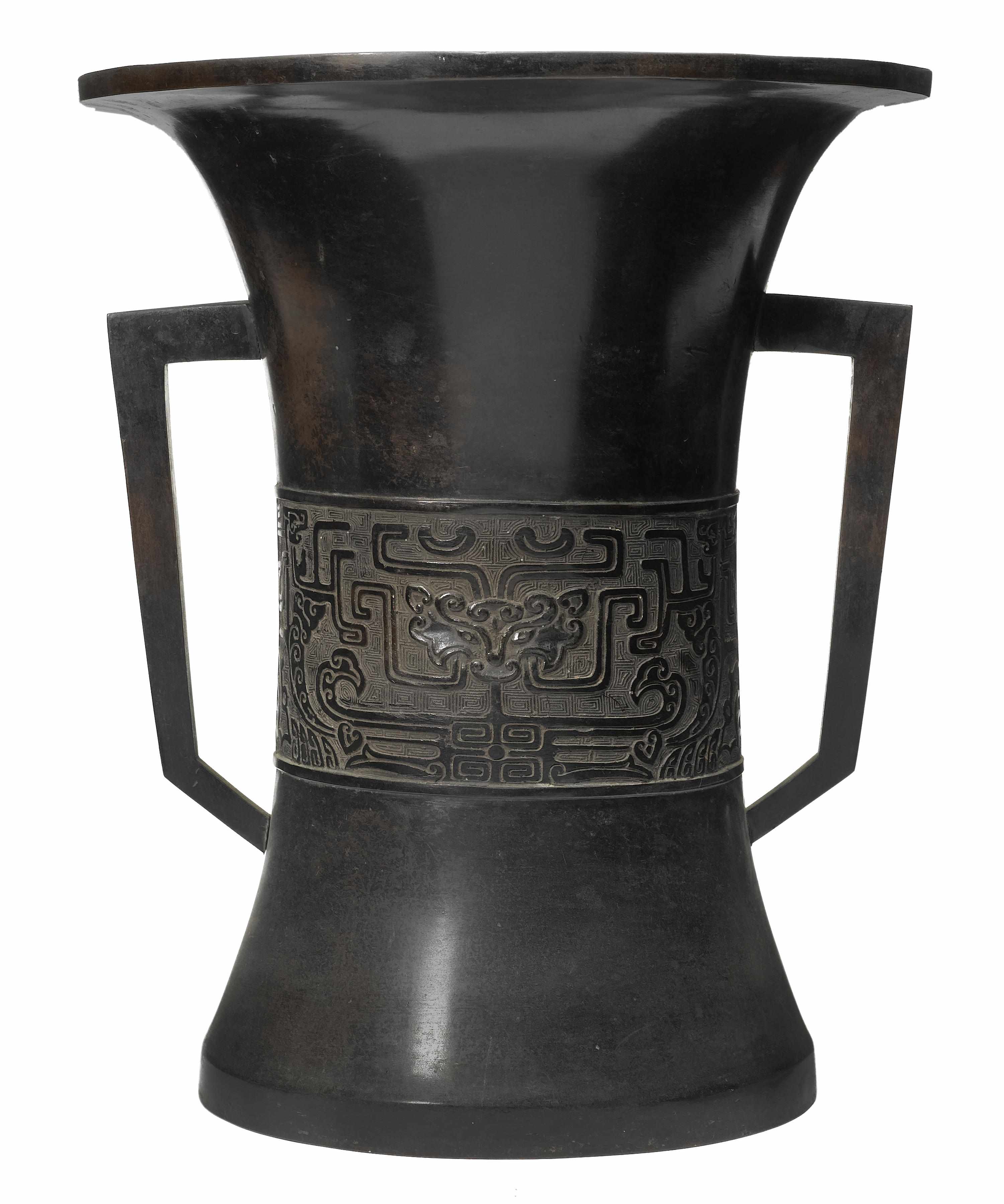 Appraisal: A large Chinese archaic style bronze vase th centuryWith flared