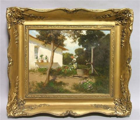 Appraisal: LASZLO NEOGRADY HUNGARIAN - WOMAN IN SUNNY GARDEN Oil on