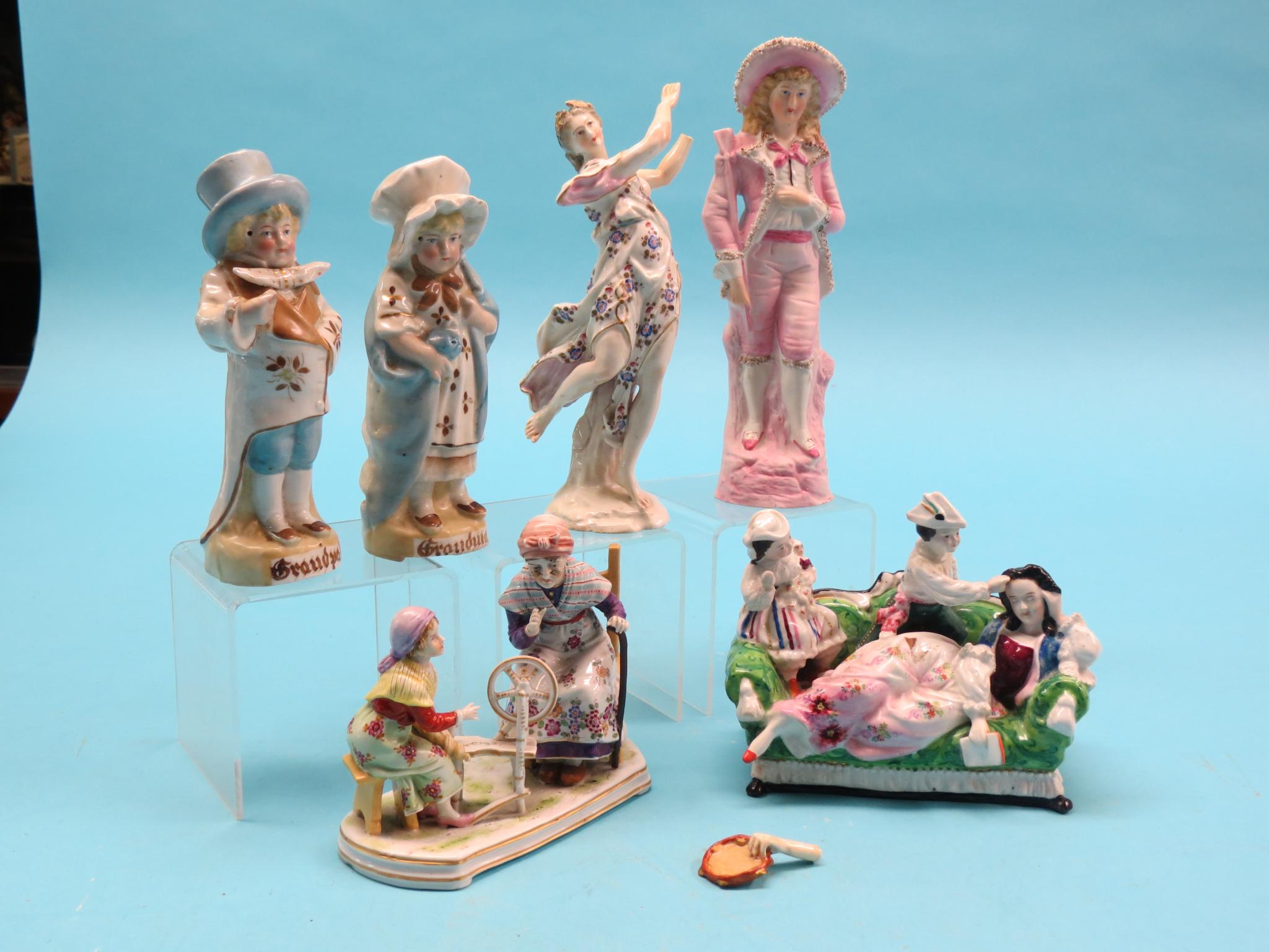 Appraisal: A Chelsea-type porcelain figure loosely-robed young female in - tambourine