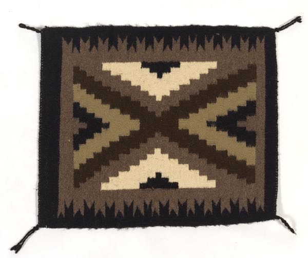 Appraisal: Navajo Storm Pattern Wool Doll Blanket x Handwoven wool on