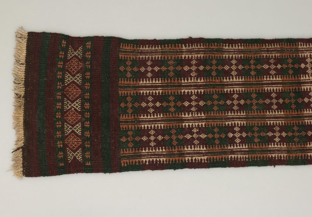 Appraisal: TWO TRIBAL AFGHAN EATING MATS one with green and red