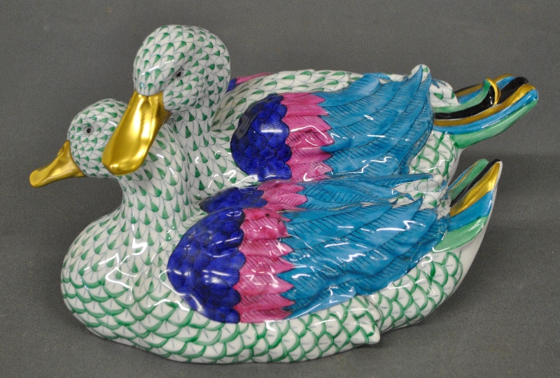 Appraisal: - Herend Hungary hand-painted porcelain figural group with two ducks