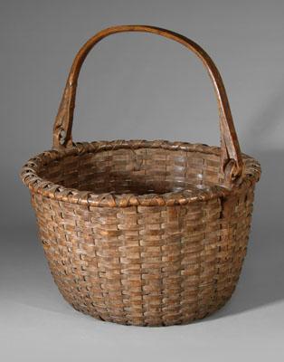 Appraisal: Fine oak split basket flattened and wrapped rim concave bottom