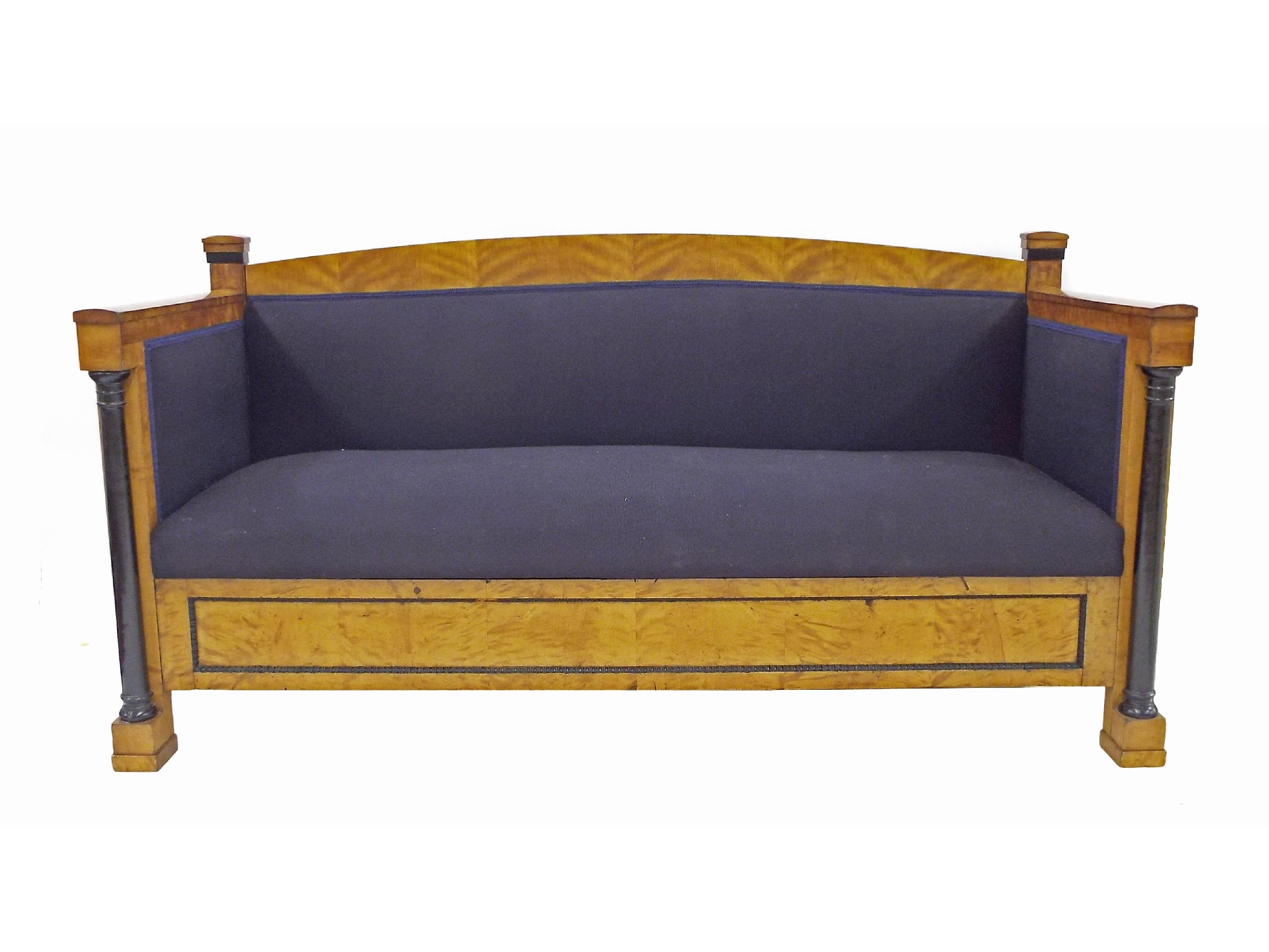 Appraisal: Attractive Beidermeier three seater settee couch with satinwood frame the