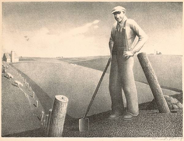 Appraisal: Grant Wood American - In the Spring C Lithograph printed