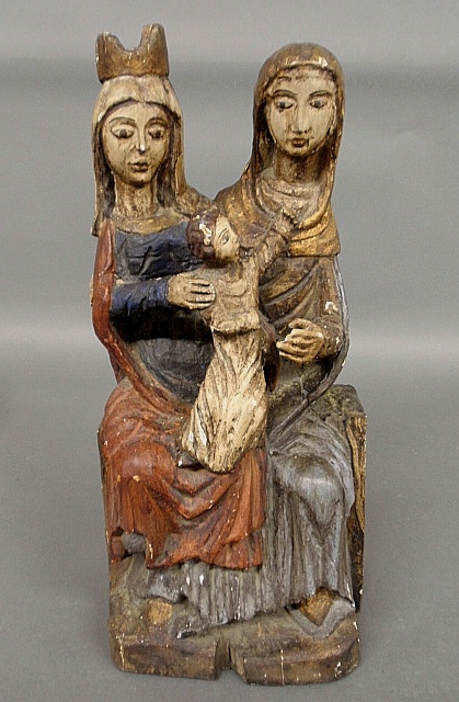 Appraisal: - Continental carved and polychrome decorated figure of Joseph Mary