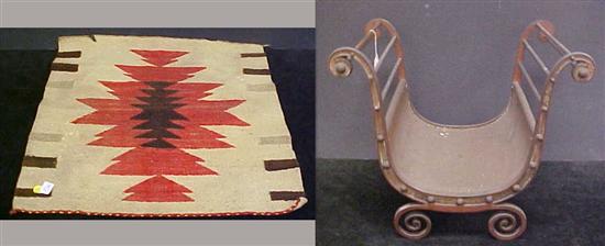 Appraisal: Woven red brown and cream mat Southwestern American square with