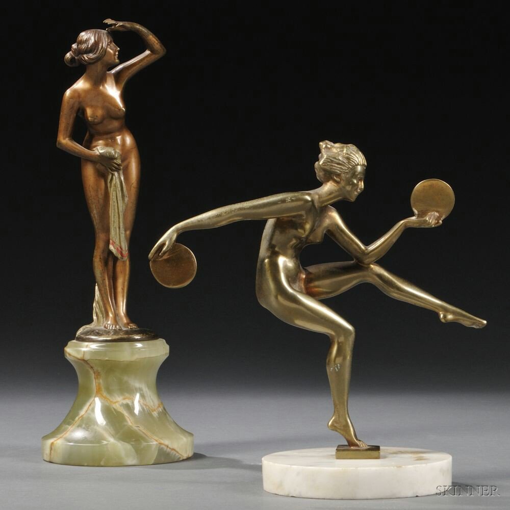 Appraisal: Two Art Deco Nude Bronzes th century one modeled as