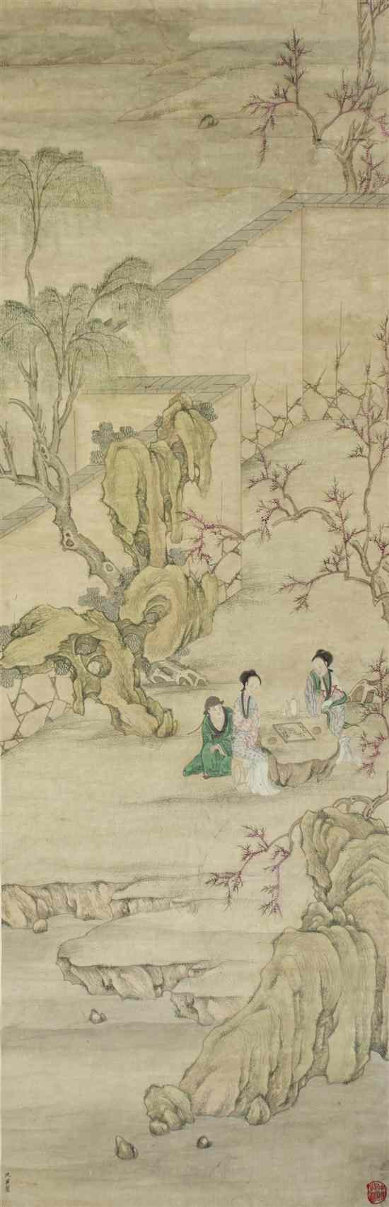 Appraisal: A Chinese Figural Painting bearing spurious artist signature Qiu Ying