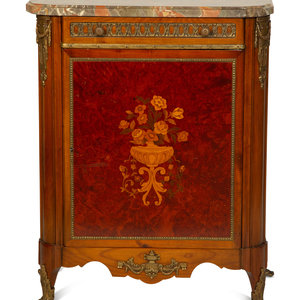 Appraisal: A Louis XVI Style Gilt Bronze Mounted Marquetry Marble-Top Cabinet