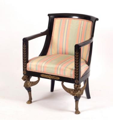 Appraisal: An Empire style brass mounted chair