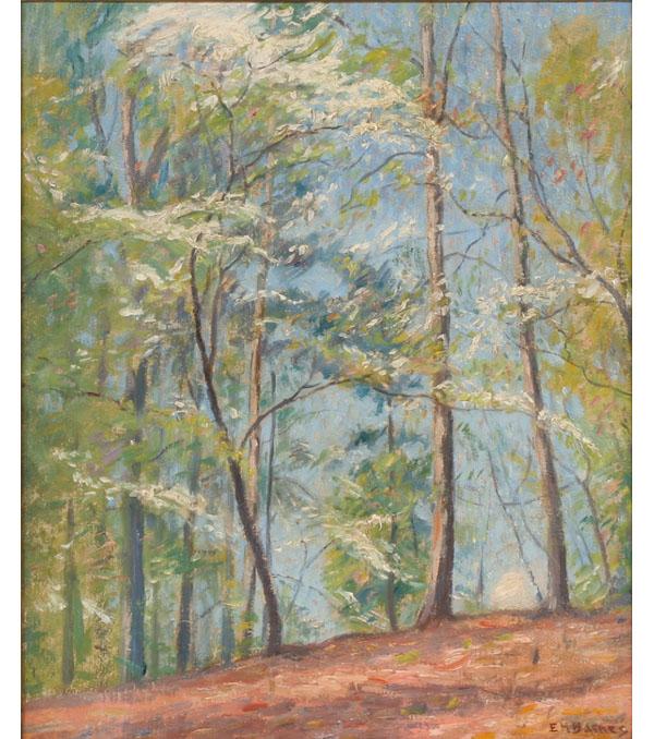 Appraisal: Ernest Harrison Barnes American - Dogwood forest interior seen against