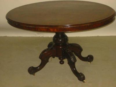 Appraisal: A VICTORIAN WALNUT LOO TABLE the moulded edged quarter veneered