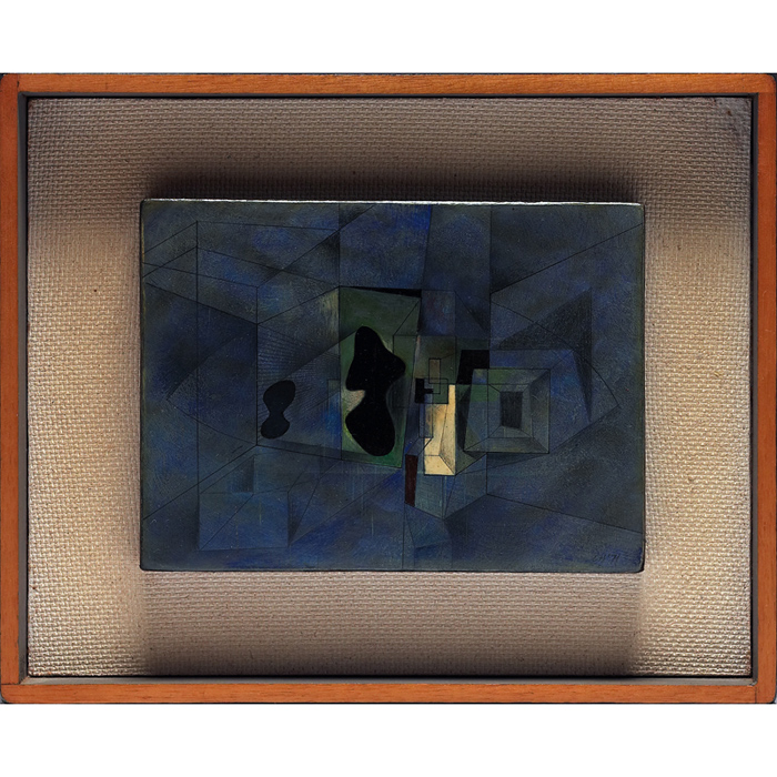 Appraisal: Clarke Hutton th Century Contemporary Blue Passages oil wood tile