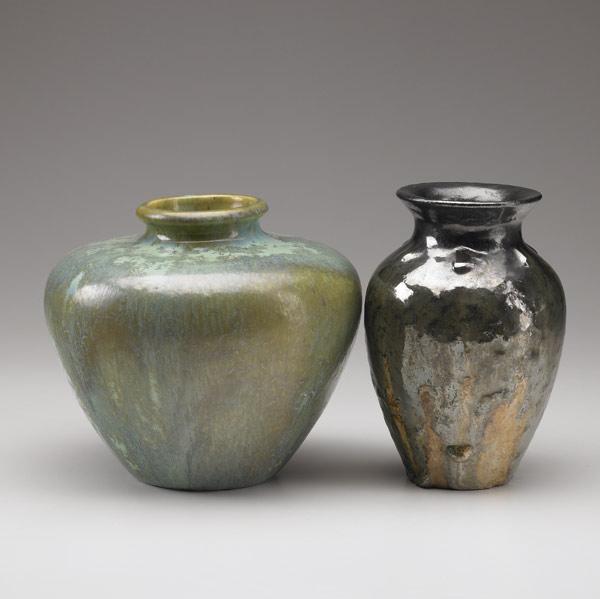 Appraisal: FULPER Two vases one in frothy Cat s Eye flambe