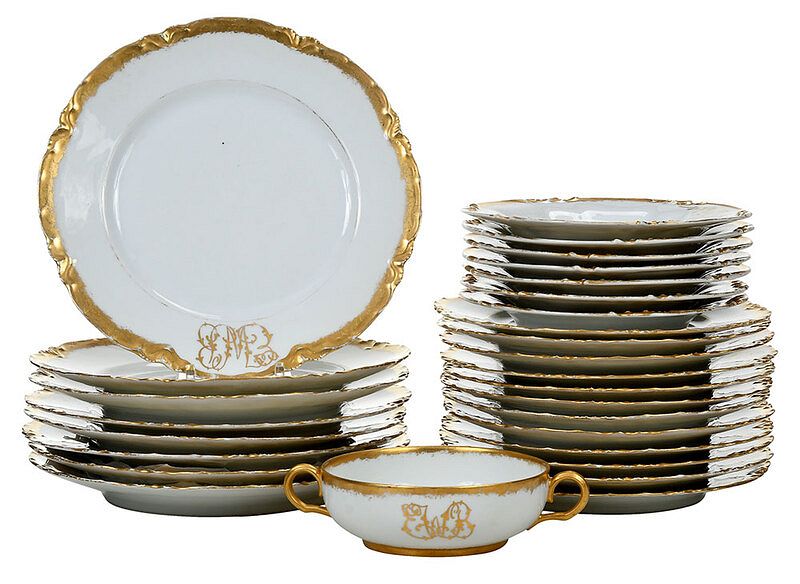 Appraisal: Pieces of Monogrammed Limoges Dinnerware French late th early th