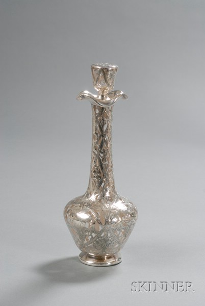 Appraisal: Silver Overlay Decanter Glass and silver Early th century Clear