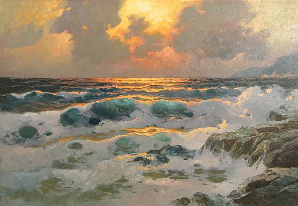 Appraisal: Alexander Dzigurski Yugoslavian American - Sunset on the Sea signed