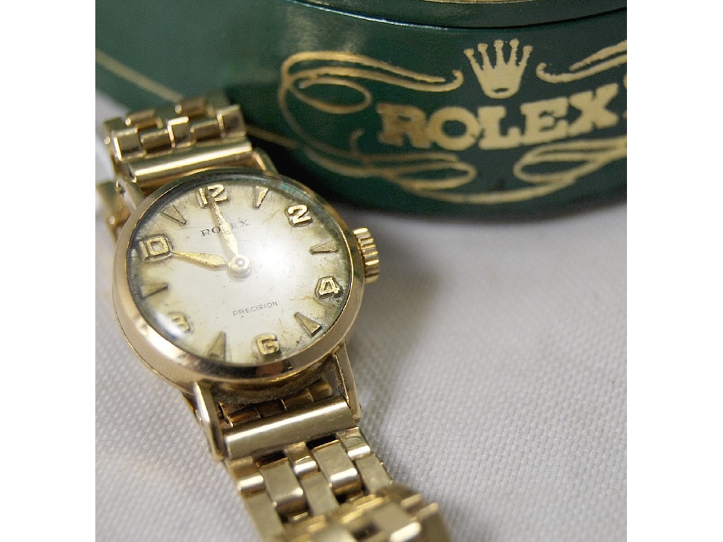 Appraisal: Ladies ct yellow gold Rolex mechanical wristwatch on ct brick-style