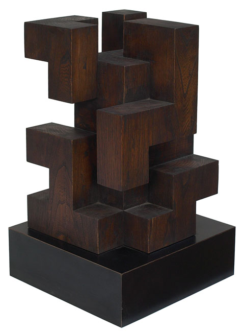 Appraisal: Klaus Steinbrenner German b sculpture s geometric wood construction over