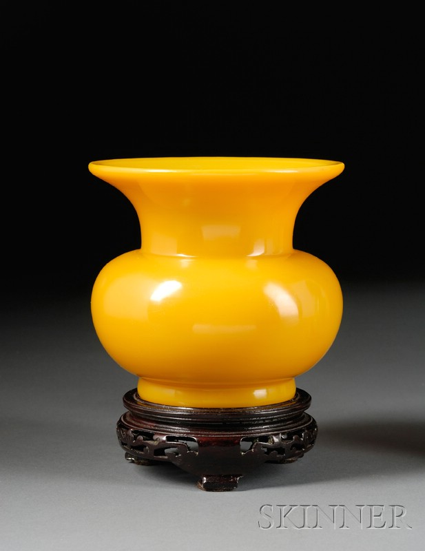 Appraisal: Peking Glass Vase China th century egg yolk yellow color