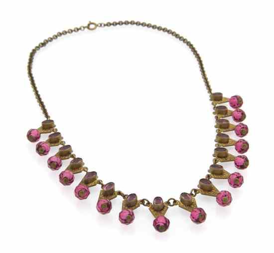 Appraisal: An Art Deco Pink Crystal Necklace s with briolette cut