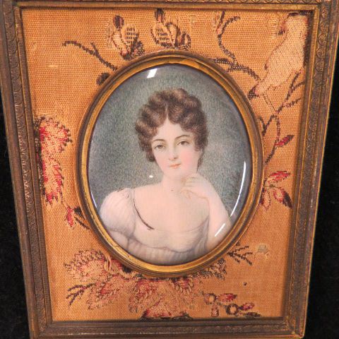 Appraisal: Miniature Painting on Ivory portrait of a young lady signed