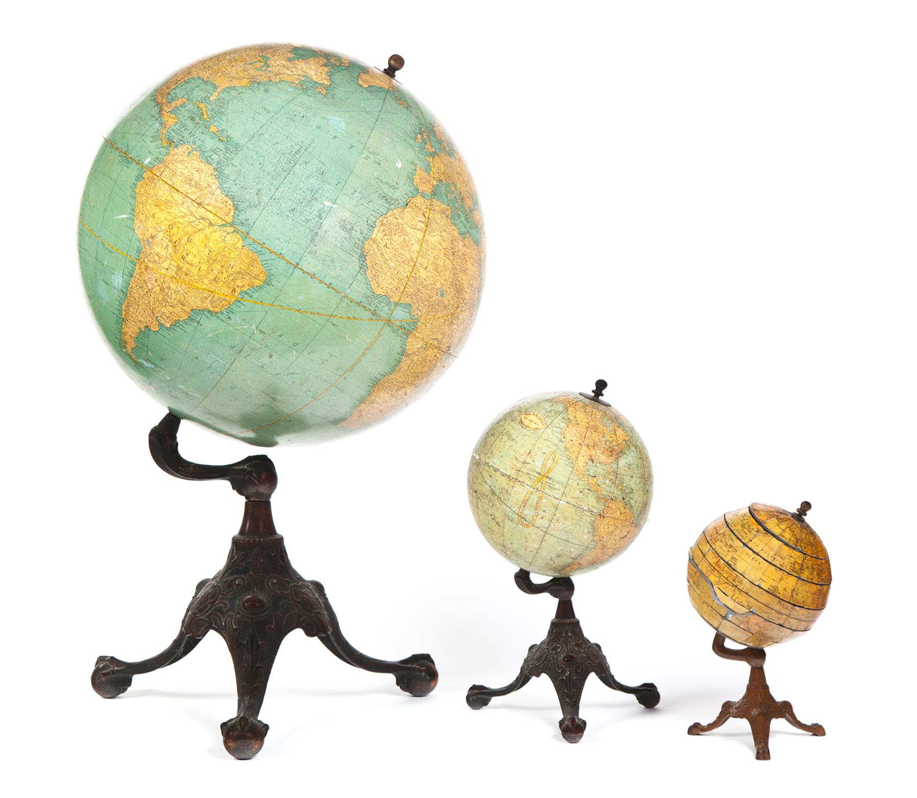 Appraisal: THREE GLOBES ON STANDS American st quarter- th century Two