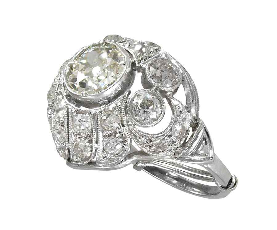 Appraisal: STUNNING PLATINUM CTW DIAMOND DOME RING An asymmetrical design featuring