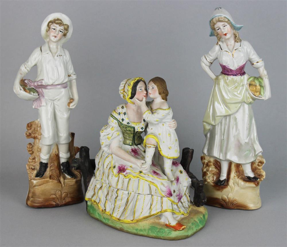 Appraisal: A PAINTED BISCUIT FIGURAL INKSTAND late th early th C