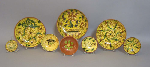 Appraisal: Eight Breininger redware plates dia - dia Provenance Collection of