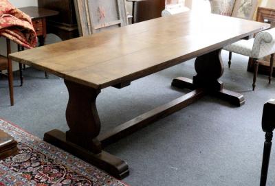 Appraisal: A th Century style oak refectory table the three-plank top