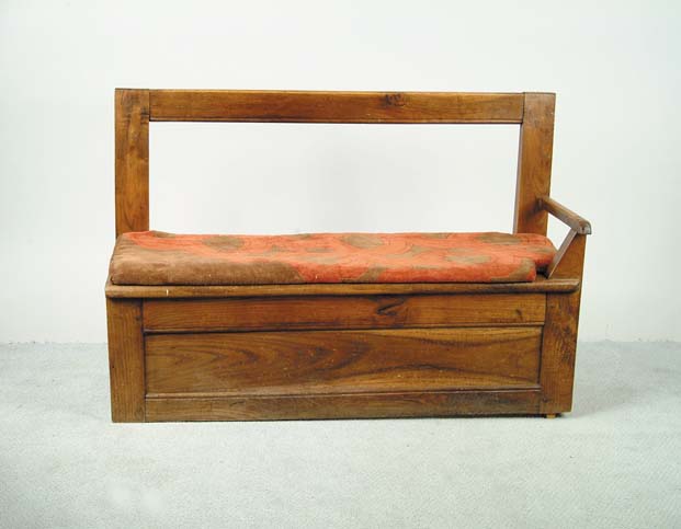 Appraisal: ANTIQUE WALNUT FRENCH COUNTRY BENCH Open back with molded edge