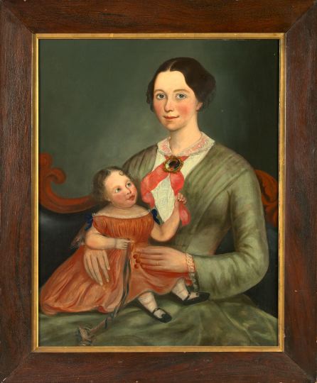 Appraisal: American School Early th Century Portrait of a Young Mother