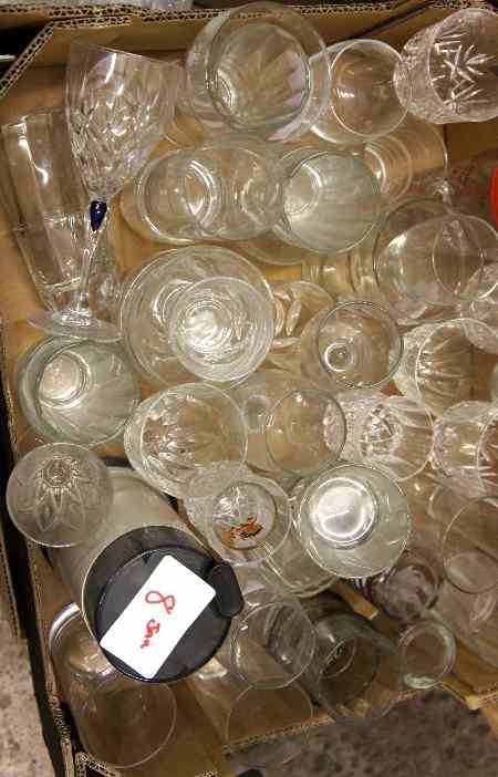 Appraisal: Two Trays Of various glass comprising of Wine Glasses Glass