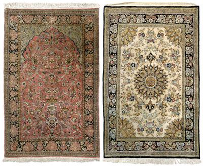 Appraisal: Two finely woven modern rugs one Kashan style prayer rug