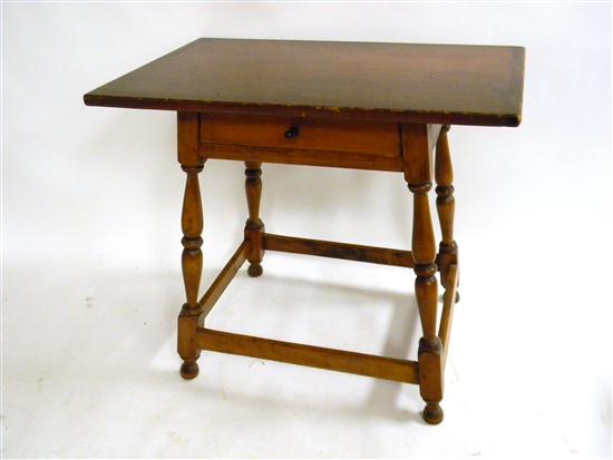 Appraisal: th C tavern table single drawer turned splay legs overall