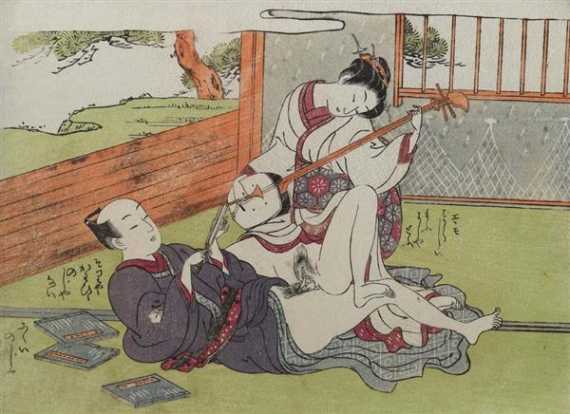 Appraisal: SUZUKI HARUNOBU - ODER ISODA KORYUSAI - Shunga-Blatt Ein Paar