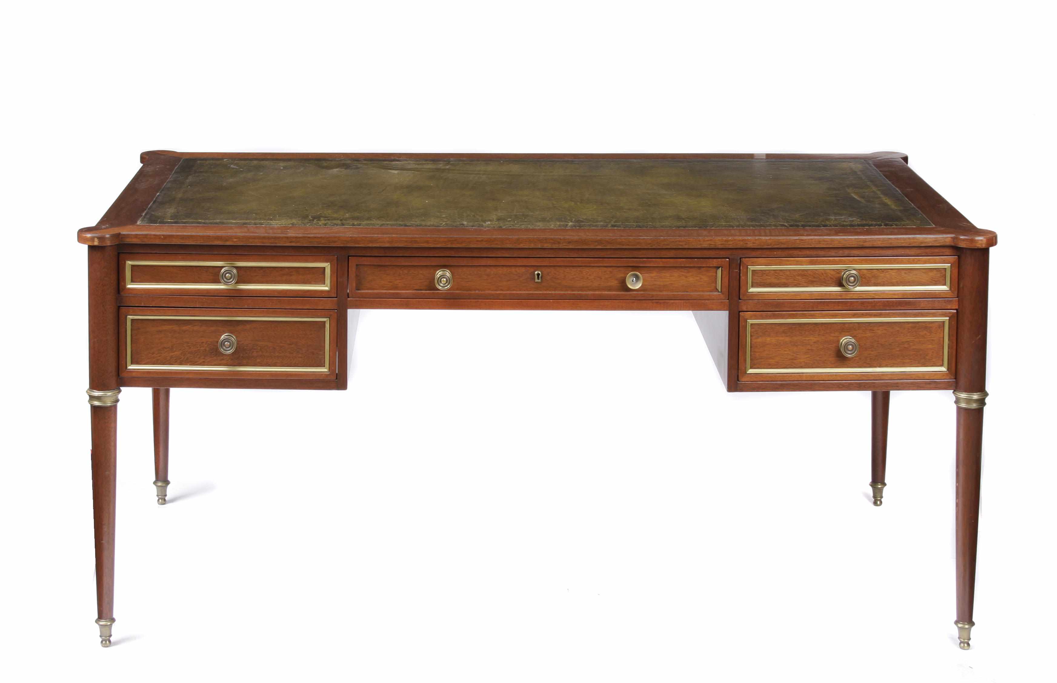 Appraisal: A Louis XVI style gilt metal mounted mahogany bureau plat