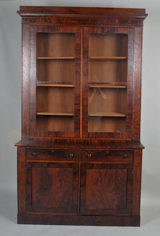 Appraisal: MA Classical Mahogany Bookcase Made In Boston upper cabinet with