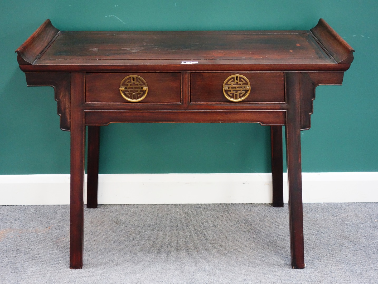 Appraisal: A th century Chinese hardwood two drawer altar table cm