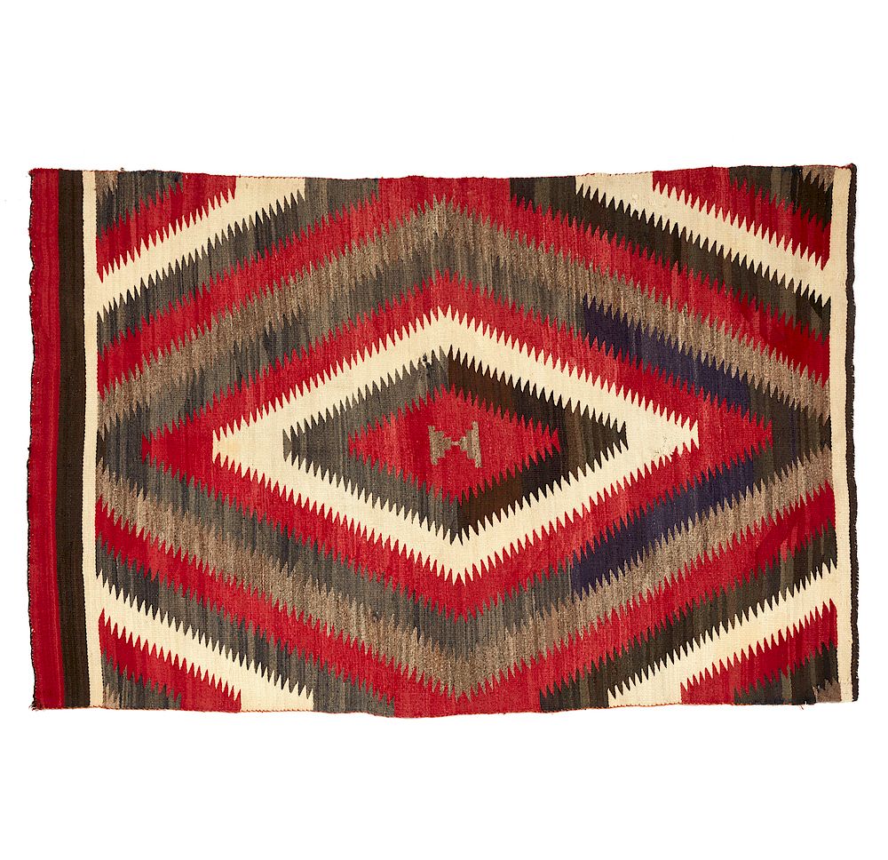 Appraisal: Navajo Rug Navajo diamond pattern rug Dimensions x Processing and