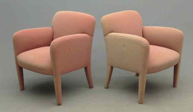 Appraisal: Pair signed C 's labeled Donghia easy chairs '' Seat