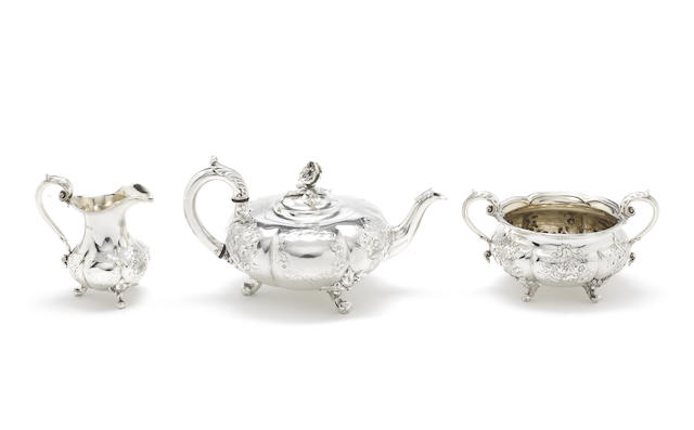 Appraisal: A George IV silver three-piece tea service by Paul Storr